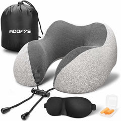 Travel Pillow Premium Memory Foam, Comfortable & Supportive Neck Pillow, Grey | Medium Size, Pain Relief Sleeping Neck Pillows For Travel, Airplane Pillow For Sleeping, Car, Office, Home