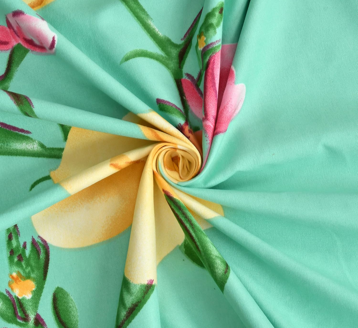 Glace Cotton Double Bedsheet For King Size With 2 Pillow Covers - 108 X 108 Inches, Sea Green | Long-Lasting & Durable | All-Season Comfort