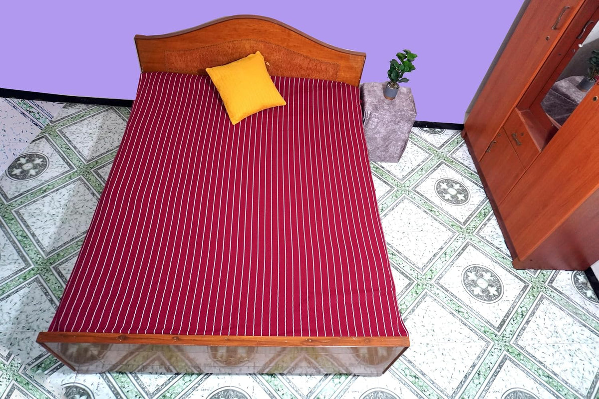 Cotton Bed Sheet For Single Bed - 60 X 90 Inches, Red | Premium Sustainable 100% Cotton Fabric - Beautiful & Soft Touch, Perfect For Everyday Use