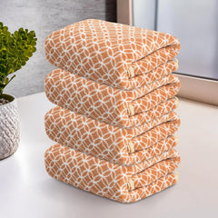 Heart Home Microfiber Soft Face Towels 900 Gsm | Quick Dry & Absorbent Hanging Hand Towels Circle - Golden (Pack Of 4)