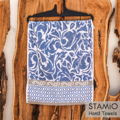 Stamio Cotton Hand Towels 490 Gsm | Towel For Men & Women Home Kitchen Use, Gym, Wash Basin, Sports, Travel | Jacquard Towel, Light Blue (Set Of 4)