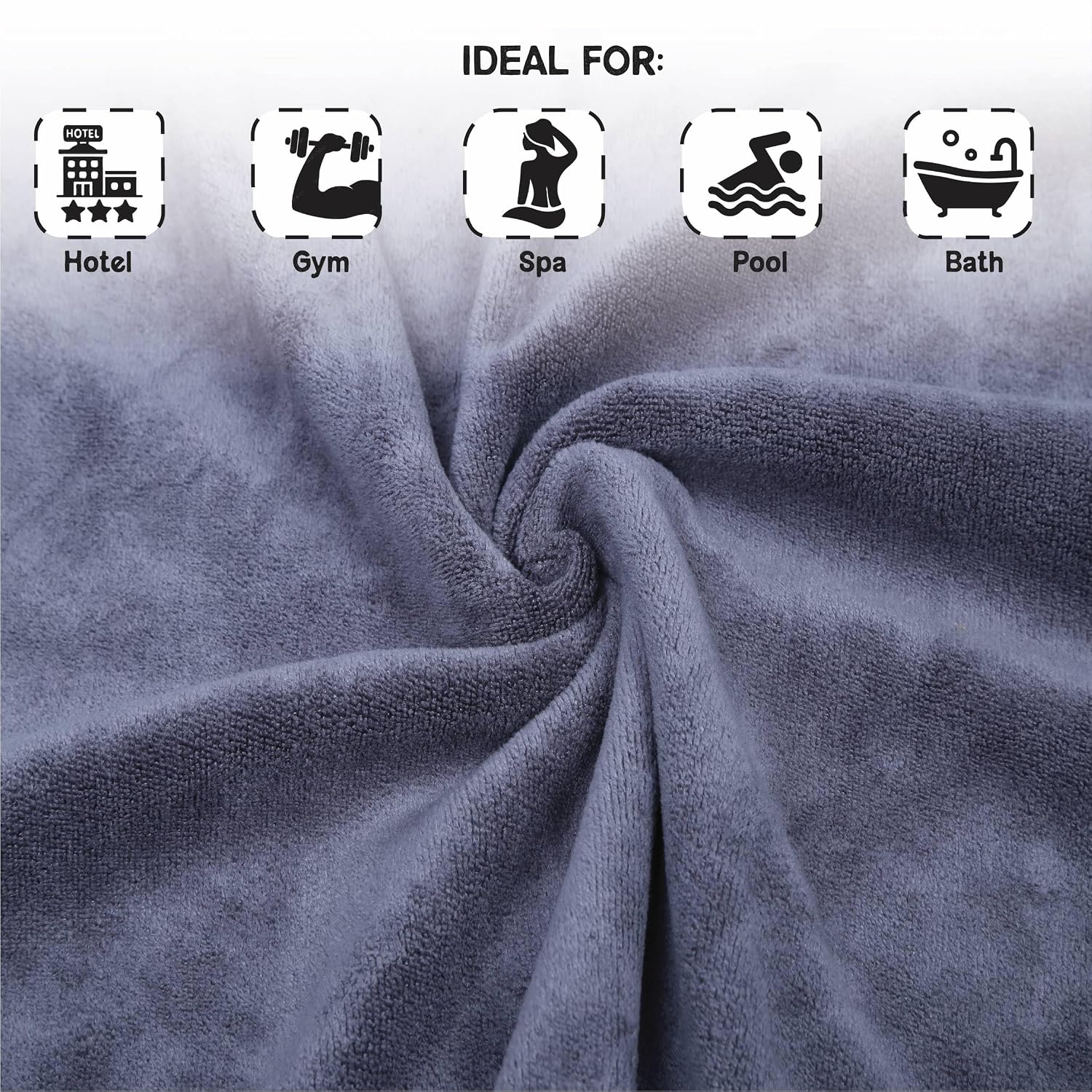 Housse Premium Microfiber Bath Towel 550 Gsm | Extra Large Quick Dry Towels For Women & Men | Super Soft Plush | Ultra Absorbent For Home Swimming Sports & Travel (Charcoal Grey)