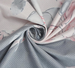 Feel Glace Cotton Bedsheets All Around Elastic Floral Fitted Bedsheets King Size With 2 Pillow Covers - 78 X 72 Inches, Grey & Pink | Premium Super Soft Fitted Bedsheet King Size For Double Bed