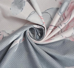 Feel Glace Cotton Bedsheets Printed Elastic Fitted For Double Bedsheet With 2 Pillow Covers - Bedsheets Size 78 X 60 Inches, Grey & Pink | Premium Fitted Bedsheets, Softness, Designed