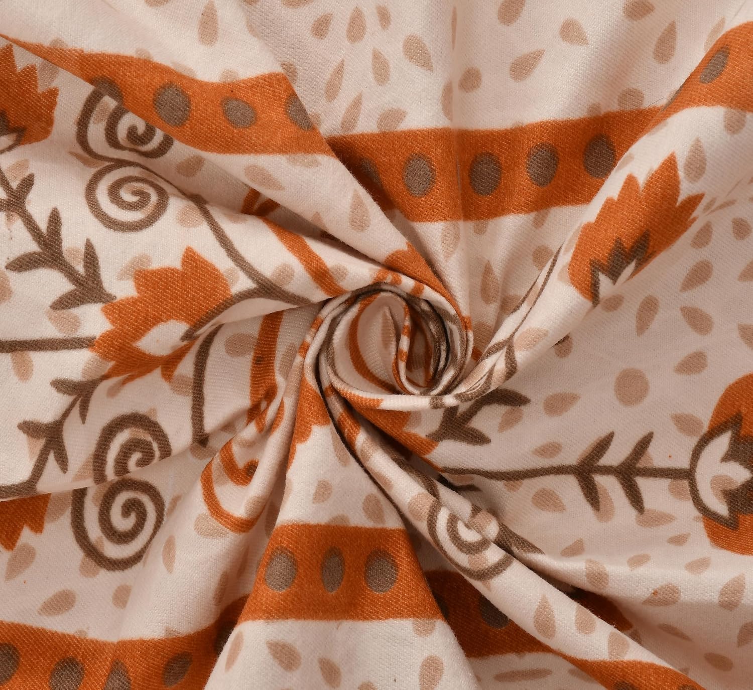 Printed Cotton Double Bed Bedsheet With Pillow Cover - 90 X 100 Inches, Beige | Traditional Jaipuri Print Designs Bedsheet
