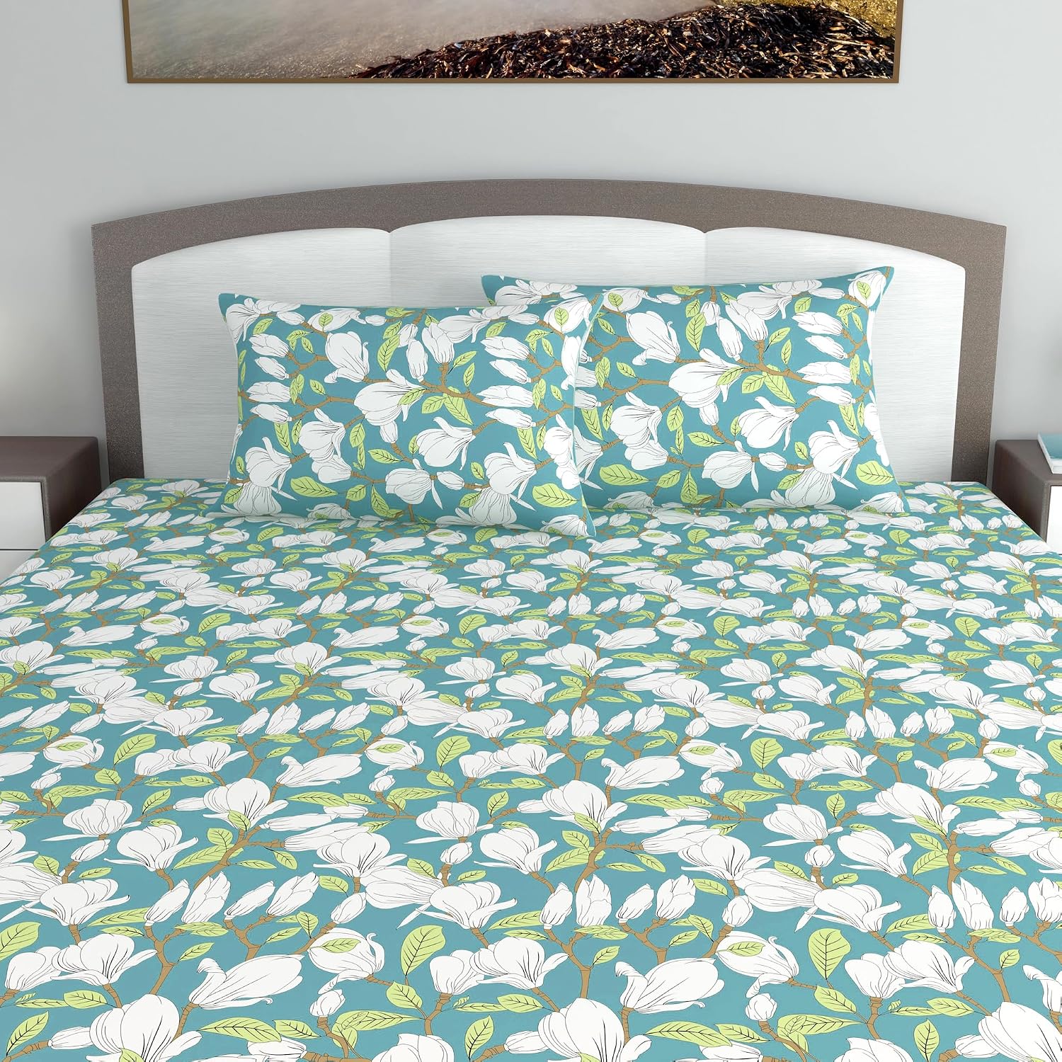 King Size Double Bedsheet With 2 Pillow Covers - 108 X 108 Inches, Meadow Green | Soft & Durable For Everyday Use - All Season Comfort