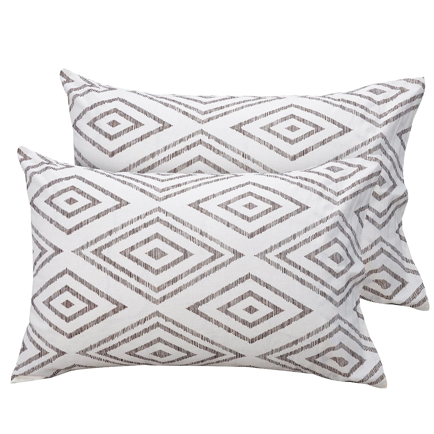 Super King Size Bedsheets 108 X 108 Inches With 2 Pillow Covers, Taupe & White | Lightweight & Breathable Cotton Bedsheet