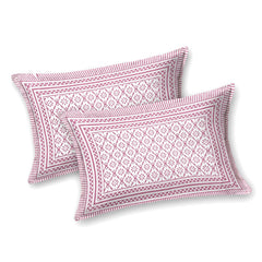Pure Cotton King Size Bedsheet 2 Matching Pillow Covers | 100x108 Inches, Pink & White | Traditional Jaipuri Printed Bedsheet | Ideal Wedding Gift, Housewarming, Special Occasion Surprise