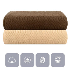 Casa Copenhagen Designed In Denmark Popcorn Super Soft 2 Pieces 100% Cotton Large Bath Towel 525 Gsm - Beige & Brown