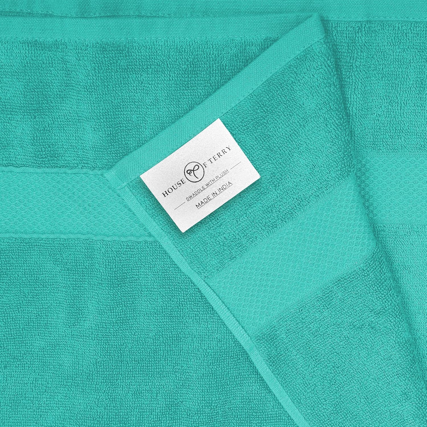 House Of Terry 100% Cotton Bath Towel 900 Gsm | Quick Dry, Soft & Absorbent, Fade-Resistant, Skin-Friendly For Men & Women Towel (Turquish & Green) - Pack Of 2