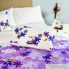 Printed Cotton Bedsheet For King Size With 2 Pillow Cover | 108 X 108 Inches, Purple & White | Wrinkle Free Soft Perfect For Everyday Use