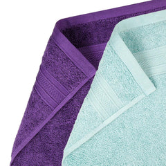 Mytrident Soft Comfort Air Rich 100% Cotton Hand Towel 800 Gsm | Highly Absorbent Towels For Men & Women Hand Towel (Nile Blue & Plum) - 4 Pcs