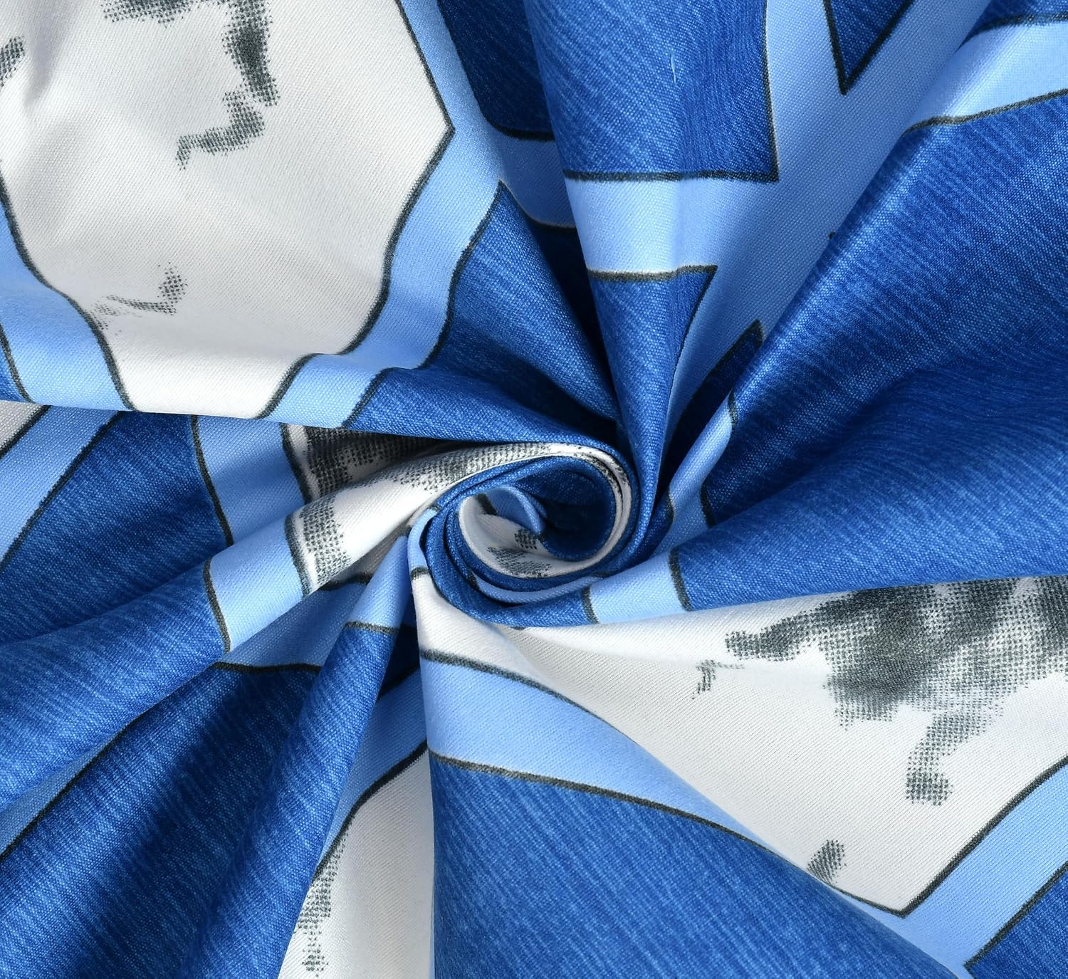 All Around Elastic Fitted Bedsheets King Size With 2 Pillow Covers | Double Size 72 X 78 X 10 Inches, Blue & White - Ideal For Hotel, House, Bedroom, Guest House