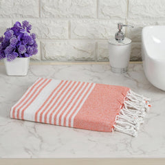 Dolce Casa 100% Cotton Turkish Fouta Towel 400 Gsm | Extra Large Full Size Cotton Bath Towel (Orange)