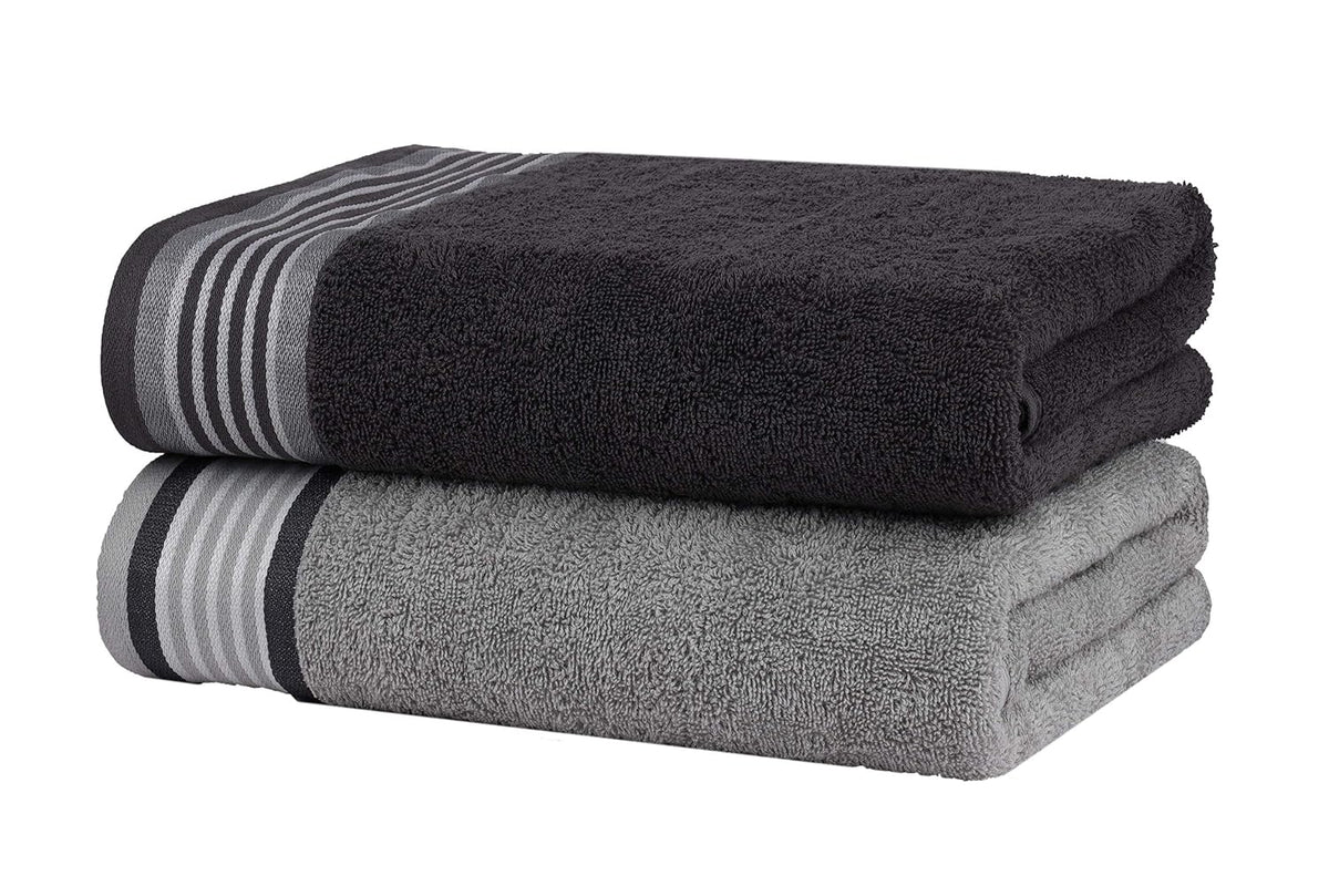 Casa Copenhagen He & She Super Soft Collection 2 Pieces Large Bath Towel 800 Gsm - Mirage Grey & Granite Grey
