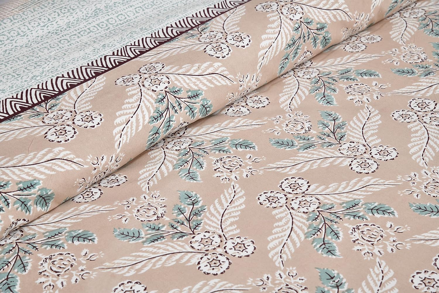 Jaipuri Bedsheet King Size With 2 Pillow Covers - 90 X 108 Inches, Parchment | Luxurious Comfort & Breathability | Super Soft Breathable & Wrinkle Free