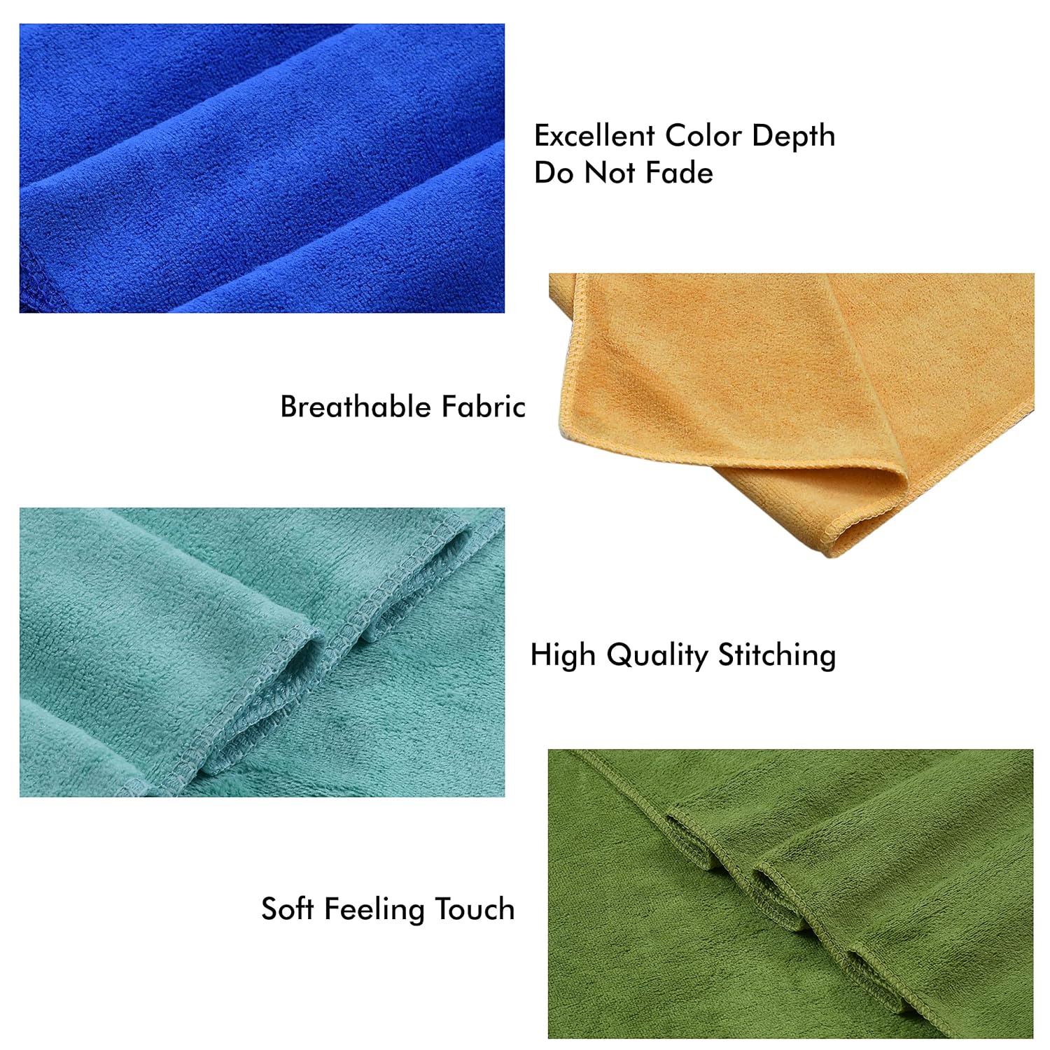 Yellow Weaves Super Soft Microfiber Hand Towels 400 Gsm | Gym & Workout Towels Set Of 4 (Multicolour)