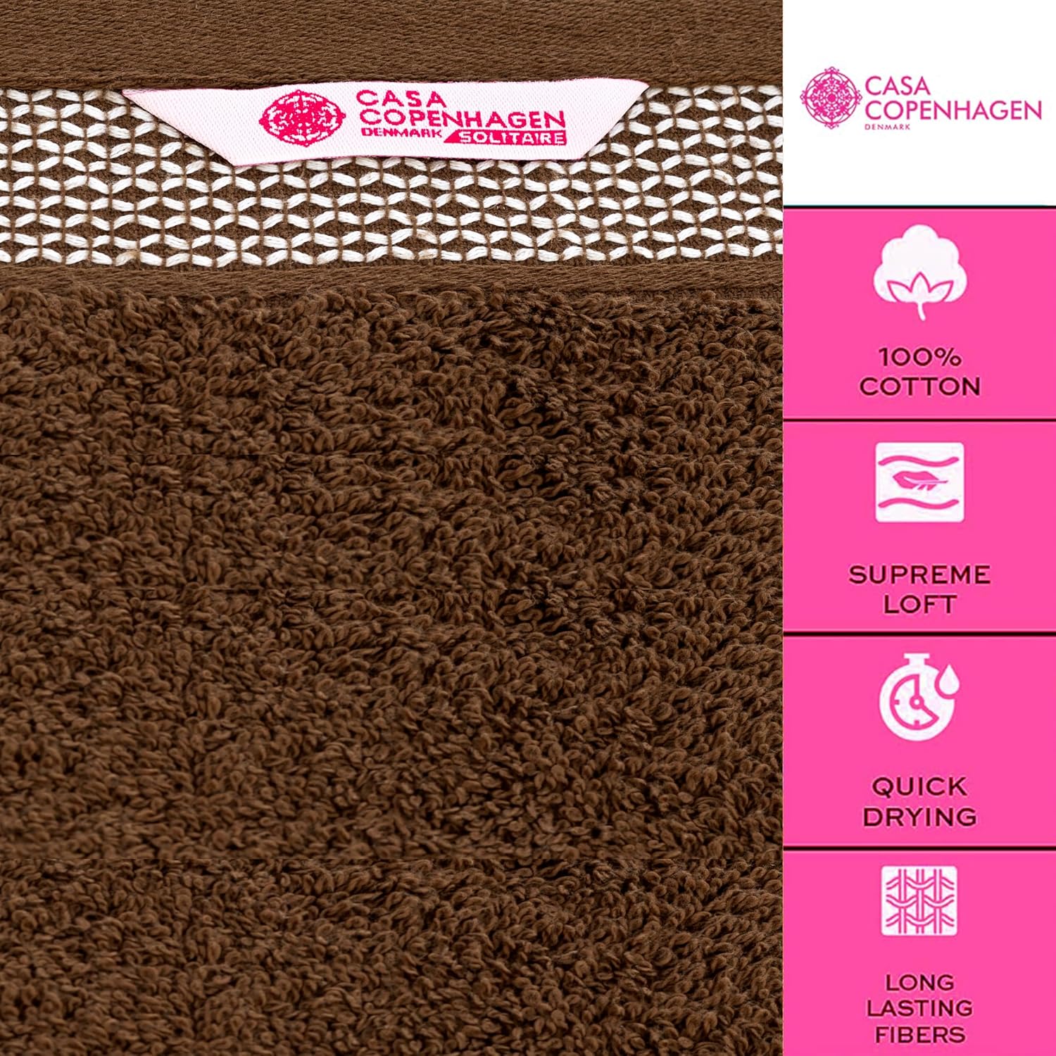Casa Copenhagen Egyptian Cotton Waffle Large Size Bath Towel 500 Gsm (Brown)