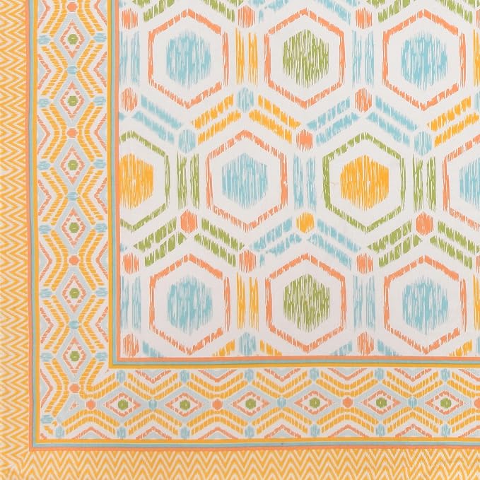Hand Block Printed Cotton King Size Bedsheet With 2 Pillow Covers, 90 X 108 Inches, Yellow | Good For Villas, Guest Houses, & Daily Home Use