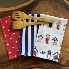 Oak & Lily 100% Cotton Kitchen Napkins Dish Towels 350 Gsm | Premium European Quality Washable, Large Size Kitchen Cloth For Roti, Cleaning, Drying | Red, White & Blue (Set Of 3)