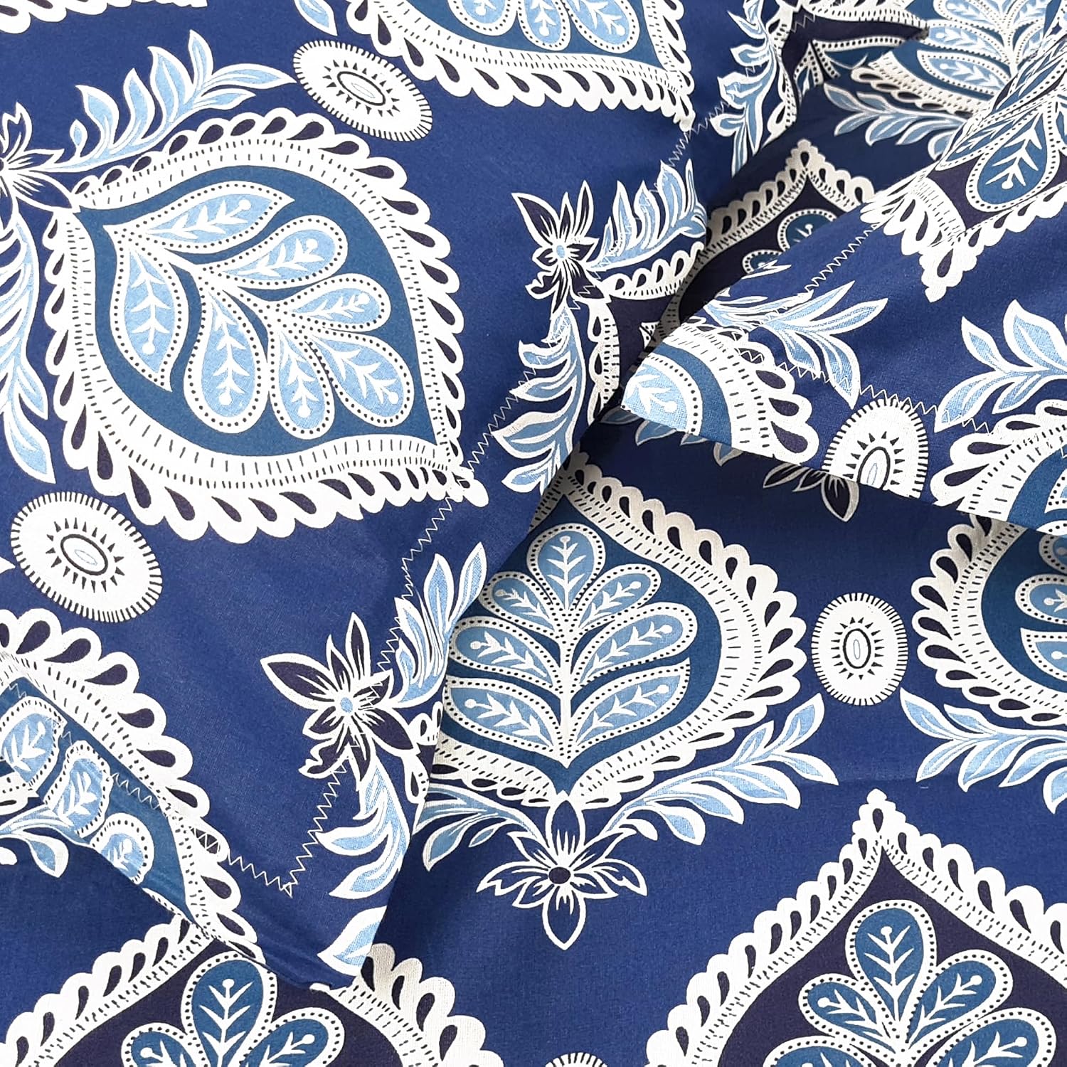 King Size Double Bedsheet With 2 Pillow Covers - 108 X 108 Inches, Blue & White | Soft & Durable For Everyday Use - All Season Comfort