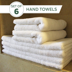 Heelium Bamboo Hand Towel 1200 Gsm | Ultra Absorbent & Anti-Bacterial 3x Softer Than Cotton Towels Pack Of 6 - White