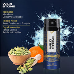 Wild Stone Classic Cologne Long Lasting Body Deodorants For Men 450ml 15.2 Fl.oz. | Pack Of 2