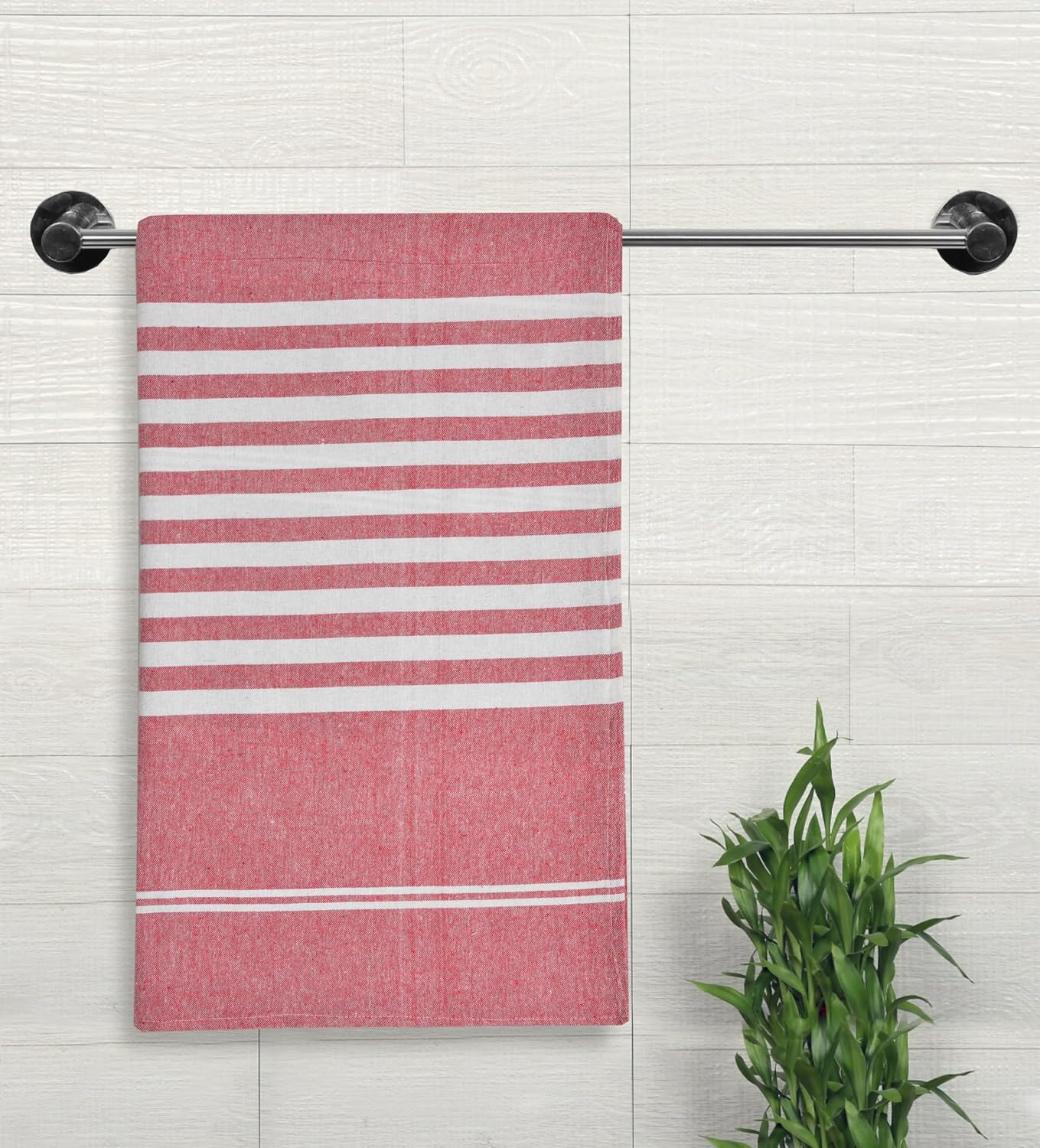 VäRde Premium Handloom Bath Towels 180 Gsm | Towel For Men & Women | Striped & Solid Pattern (Blue, Pink, Green, Brown & Black, Set Of 5)