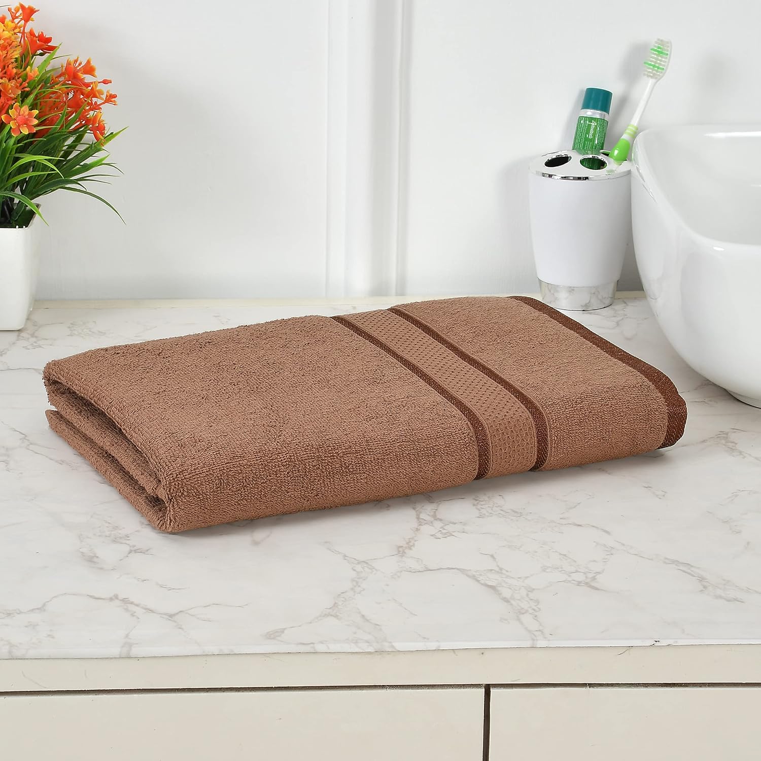 Bombay Dreams 100% Pure Cotton Quick Dry Bath Towel 500 Gsm | Bath Towel Set For Men & Women | Hypoallergenic Soft & Skin Friendly | High Water Absorber (Coffee)