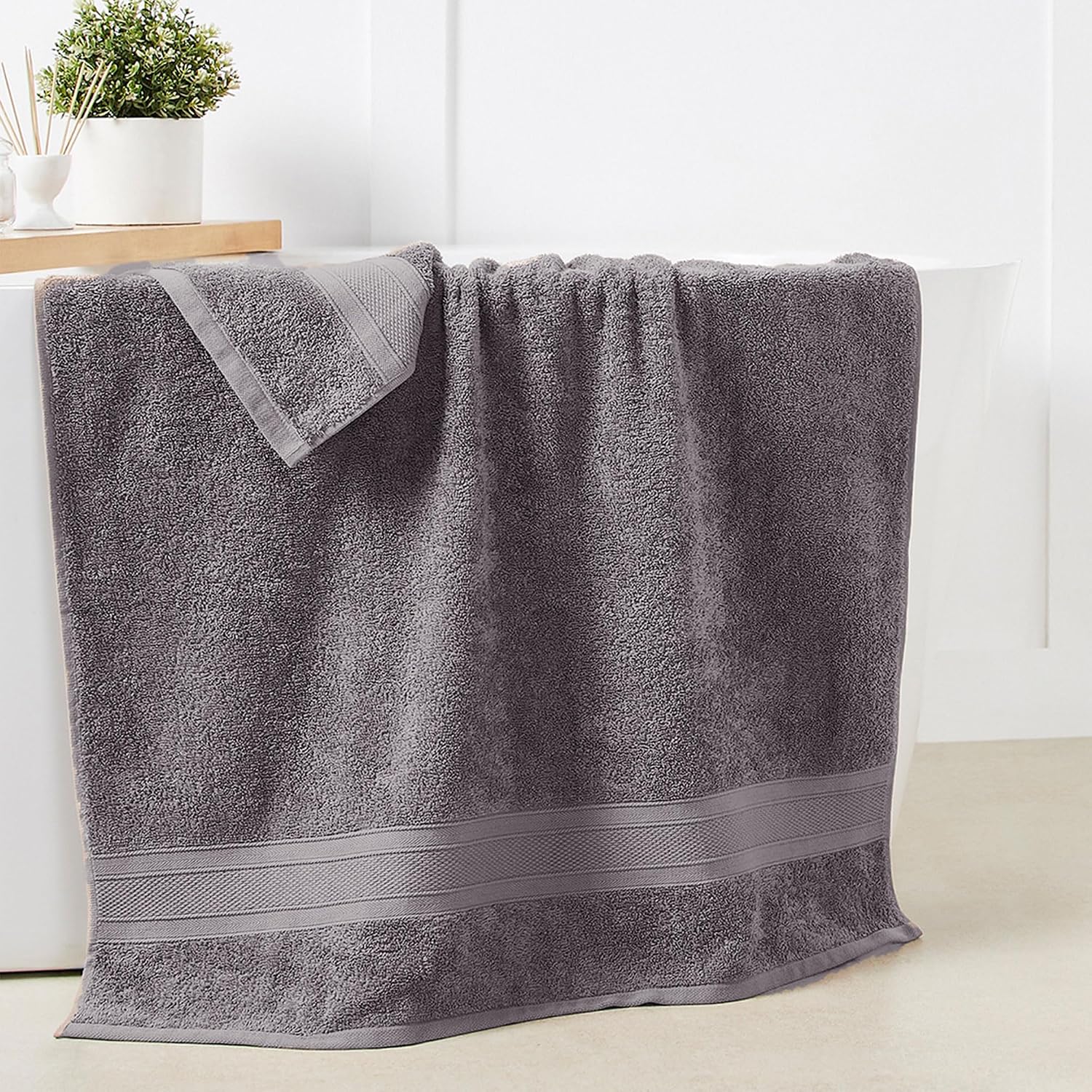 Trident Bath Towel Towel 500 Gsm | 100% Cotton, Highly Absorbent, Super Soft, Soft & Plush (Charcoal) - 1 Piece