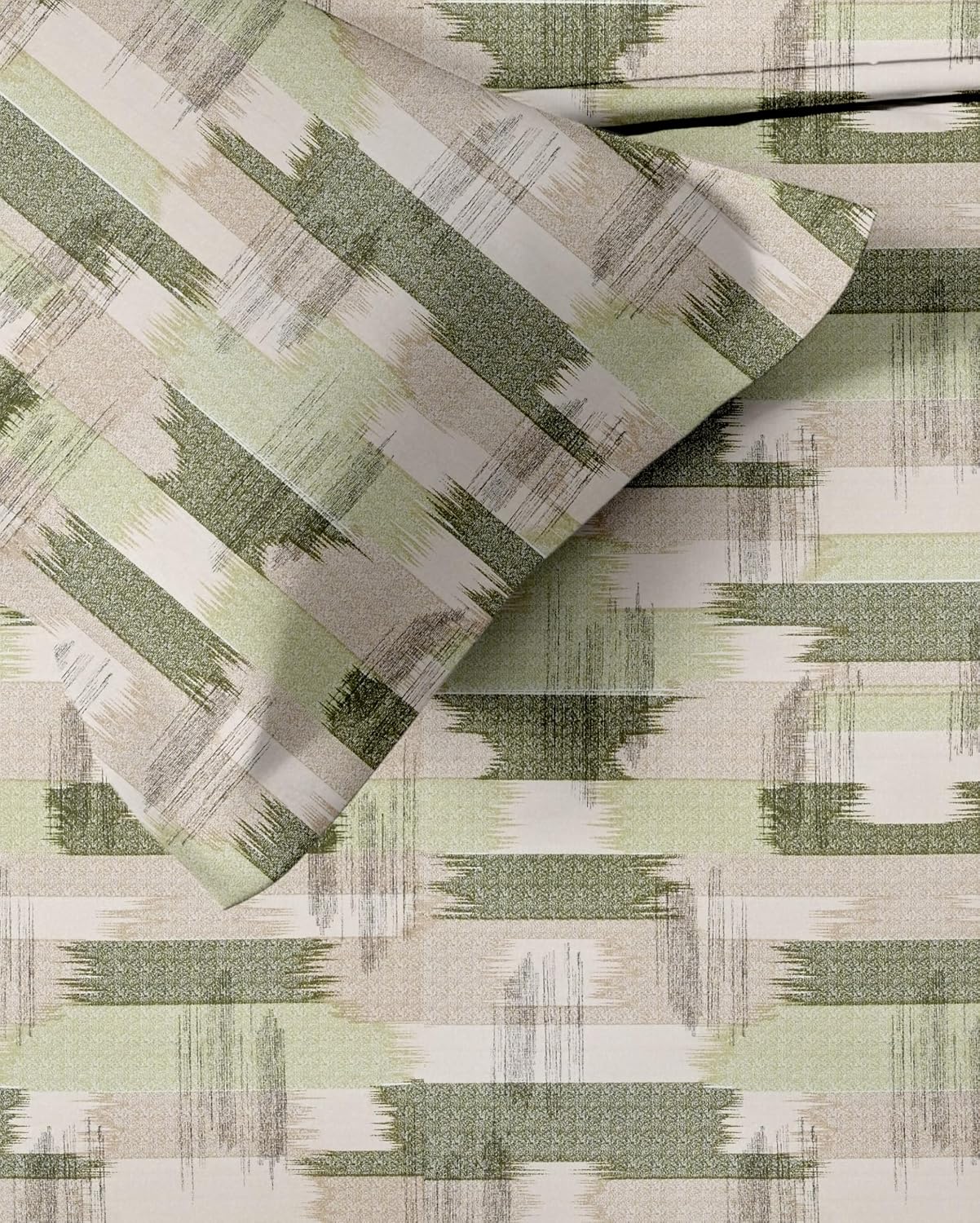 Jaipuri Design Cotton King Size Printed Bedsheet With 2 Pillow Covers - 108 X 108 Inches, Beige & Green | Ideal For Home Use & Perfect For Gifting On Weddings, Housewarmings & Festivals