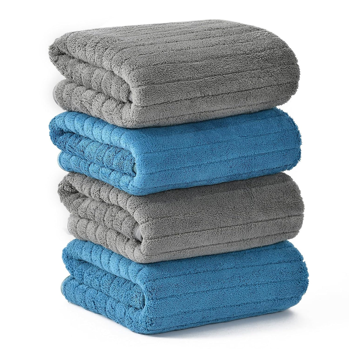 Urbanleaf Stripe Microfiber Hand Towels 340 Gsm | Gym & Workout Towels, Pack Of 4 (Multicolor 2)