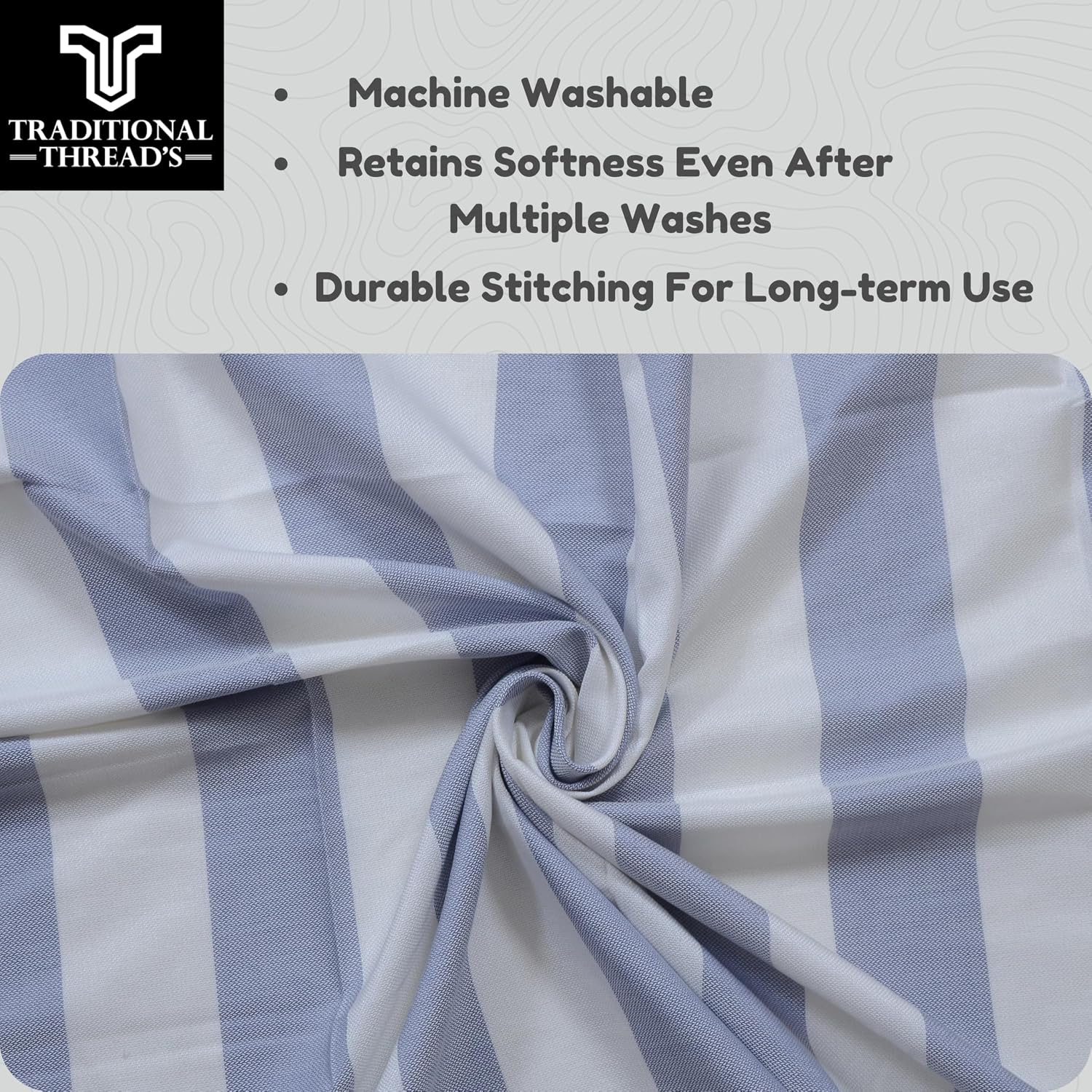Traditional Thread'S 100% Bamboo Large Size Bath Towels 350 Gsm | Ultra Soft, Absorbent, Light Weight & Quick Dry Towel, Travel, Gym, Beach (Gray Stripes)