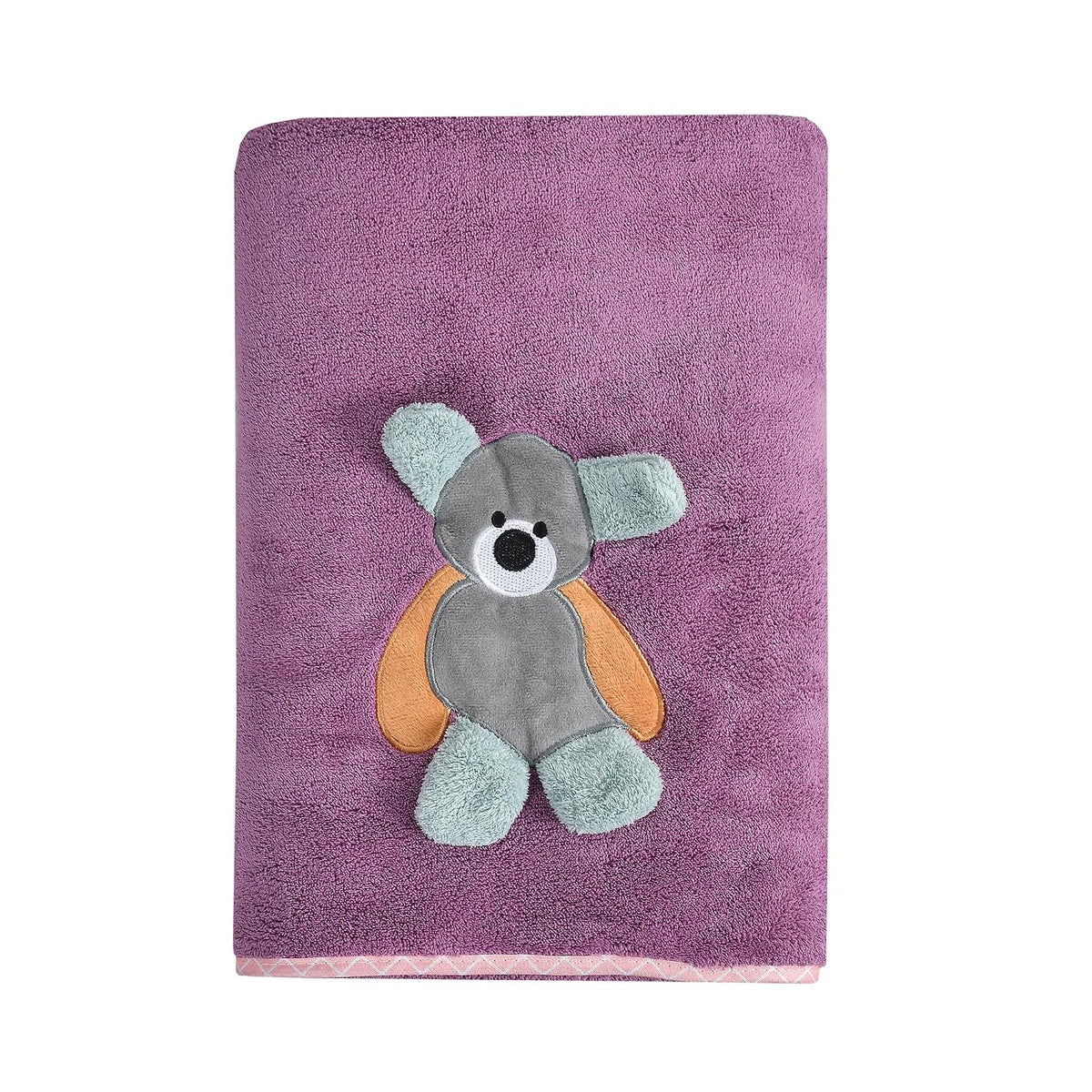 Urbanleaf Premium Microfiber Kids Bath Towels 300 Gsm | Quick Drying Towels For Unisex Kids Cartoon Print Baby Towel (Purple)