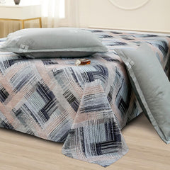 Bedsheets For Double Bed With 2 Pillow Cover - 92 X 98 Inches, Grey & Peach | Satin Finish Microfiber Queen Size Bedsheet | Skin Friendly & Breathable Fabric