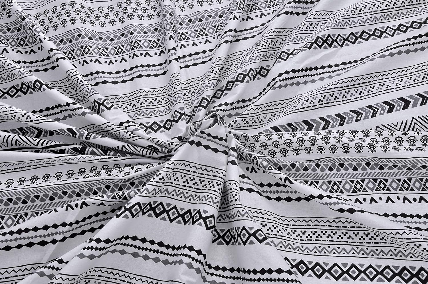 White & Black King Size Bedsheet With 2 Pillow Covers - 110 X 108 Inches | Cotton Bed Sheets Are Easy To Wash And Maintain At Home