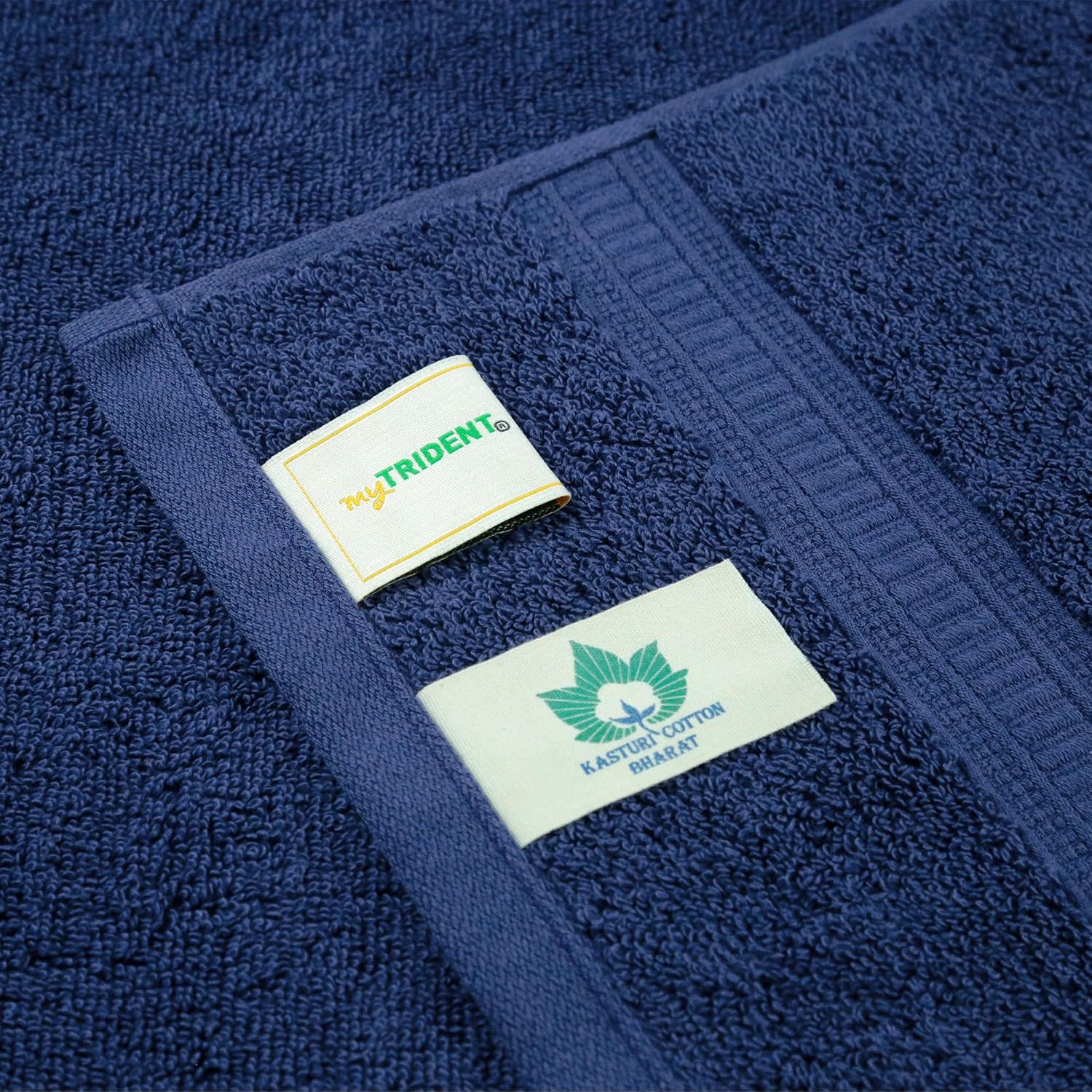 Mytrident Classic Kasturi Collection 1 Bath + 1 Small Bath & 2 Hand Towels 1200 Gsm | Highly Absorbent Towels For Bath - Medieval Blue (Set Of 4)