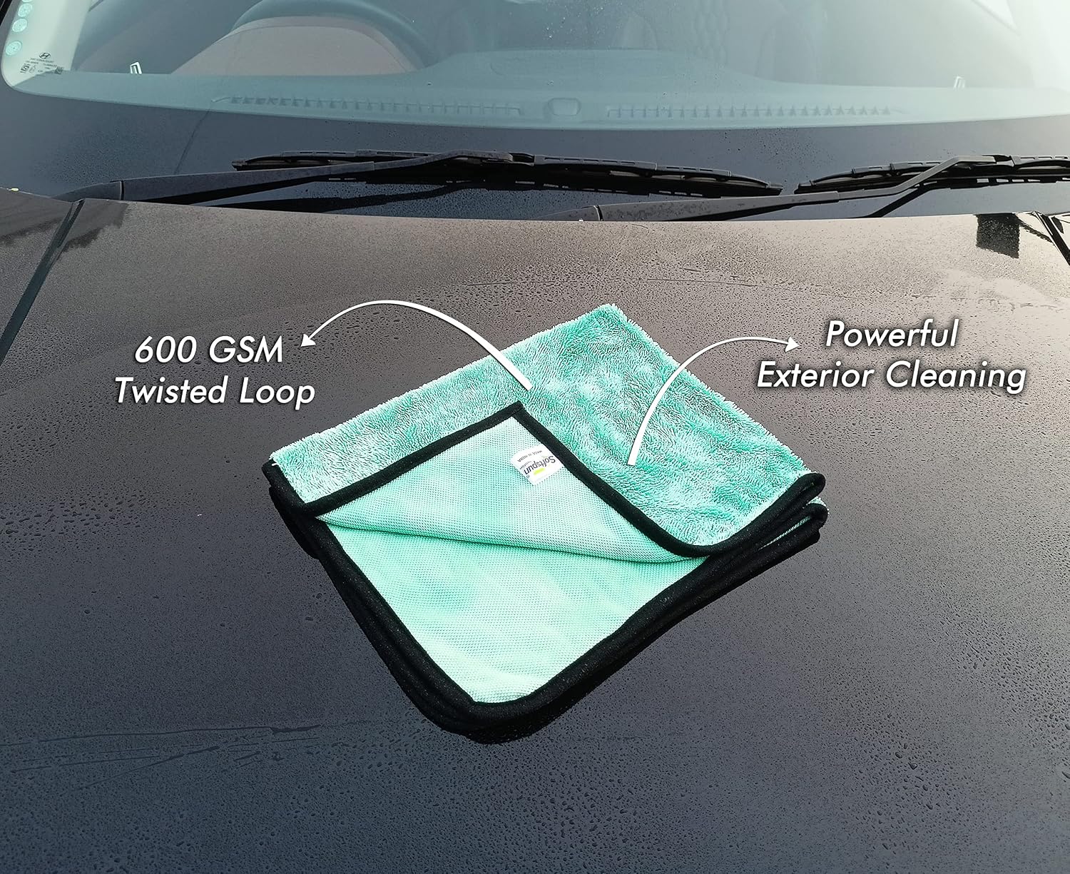 Softspun Microfiber Cloth Towel 400 Gsm | Extra Thick Microfiber Cleaning Cloths Perfect For Bike, Auto, Cars Both Interior & Exterior (Aqua Blue)- Pack Of 1