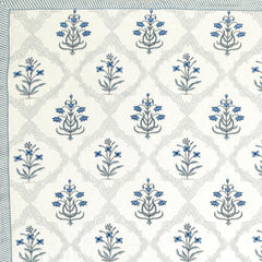 Pure Cotton King Size Bedsheet 2 Matching Pillow Covers | 100x108 Inches, White & Blue | Traditional Jaipuri Printed Bedsheet | Ideal Wedding Gift, Housewarming, Special Occasion Surprise