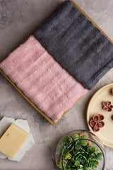 Mush 100% Bamboo Hand Towel 400 Gsm | Ultra Soft, Absorbent & Quick Dry Towel (Pink & Grey) - Set Of 2