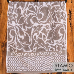 Stamio Cotton Bath Towel 550 Gsm | Extra Soft & Absorbent Large Full Size Towels For Bathing, Home, Sports, Salon, Hotel Use | Jacquard Border (Grey)