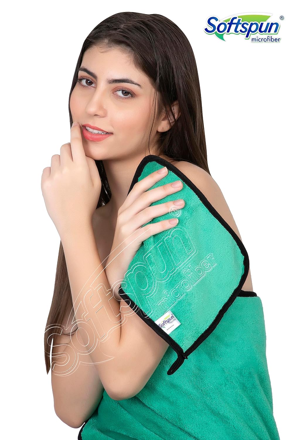 Softspun Microfiber Super Soft Hand & Face Wipes 300 Gsm Towel Set - 4 Piece (Parrot Green)