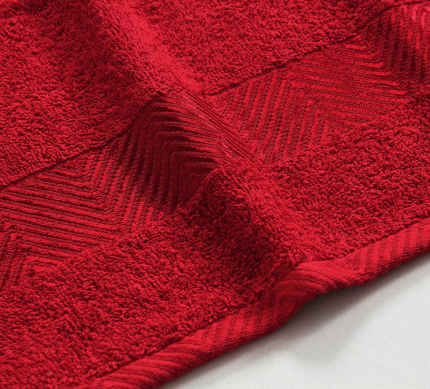 Fash Home International 100% Cotton Ultra Soft & Super Absorbent Antibacterial Hand Towel 500 Gsm (Red & Beige) - Pack Of 4