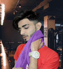 Softspun Microfiber Gym & Sports Sweat Towel 340 Gsm | Ultra Absorbent Lightweight Ultracompact Quick Drying For Working Out, Camping Hiking Travel Men & Women (Purple)