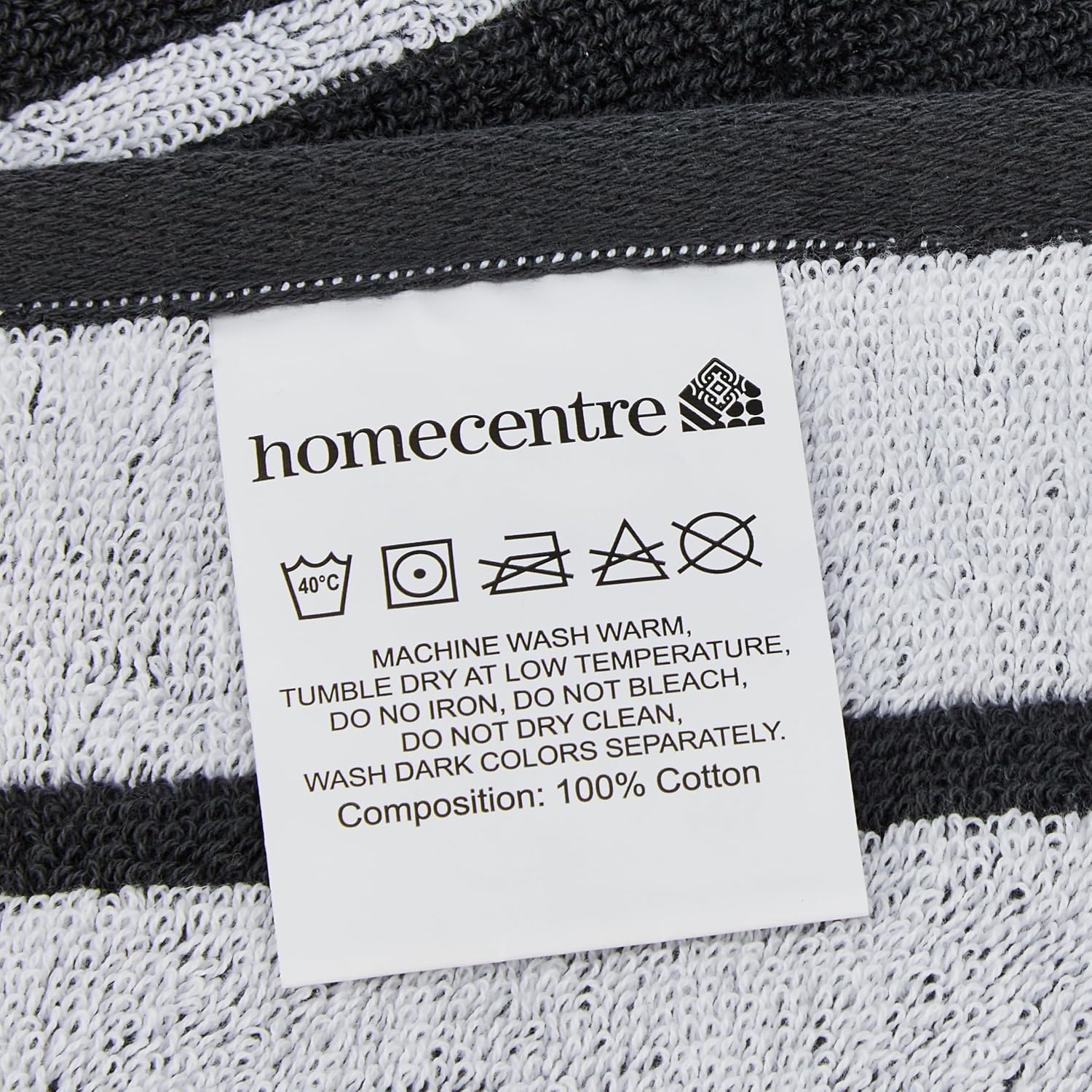 Home Centre Color Refresh Essence Cotton Striped Bath Towel 300 Gsm (Grey)
