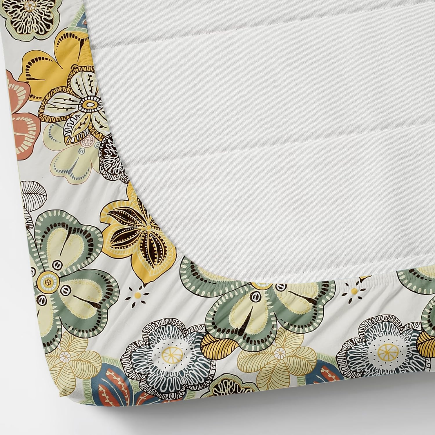 Premium Cotton Elastic Fitted 1 Single Bedsheets With 1 Large Pillow Covers | Size 36 X 78 X 6 Inches, Multicolor - Printed Big Flower | Wrinkle Free & Soft Touch Summer Bedsheet