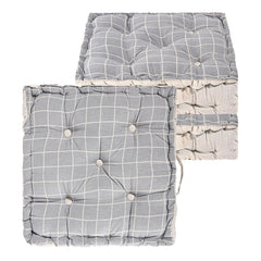 Soft & Comfortable Cotton Chair Cushion Pillow For Sitting, Check Print - Light Grey | Pillow For Office Work & Posture Support | Sitting Cushion & Back Rest For Chair | Pain Relief - Pack Of 3