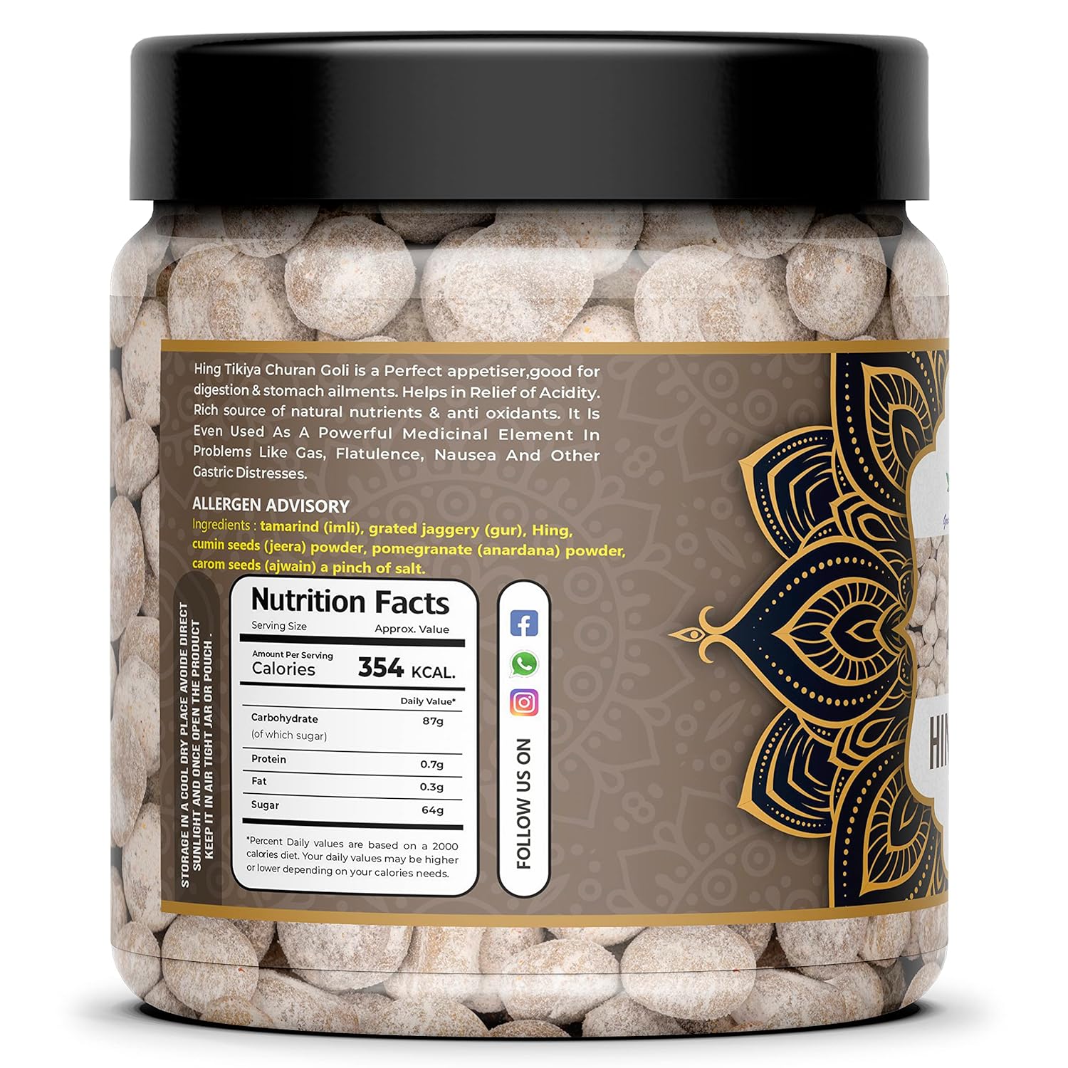 The Herb Planet Hing Tikiya Churan Goli 400gm, | Digestive Hing Peda Mukhwas | Jar Pack