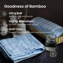 Mush Bamboo Hand Towels 500 Gsm | Ultra Soft, Absorbent & Quick Dry Towel (Sky Blue) - Set Of 2