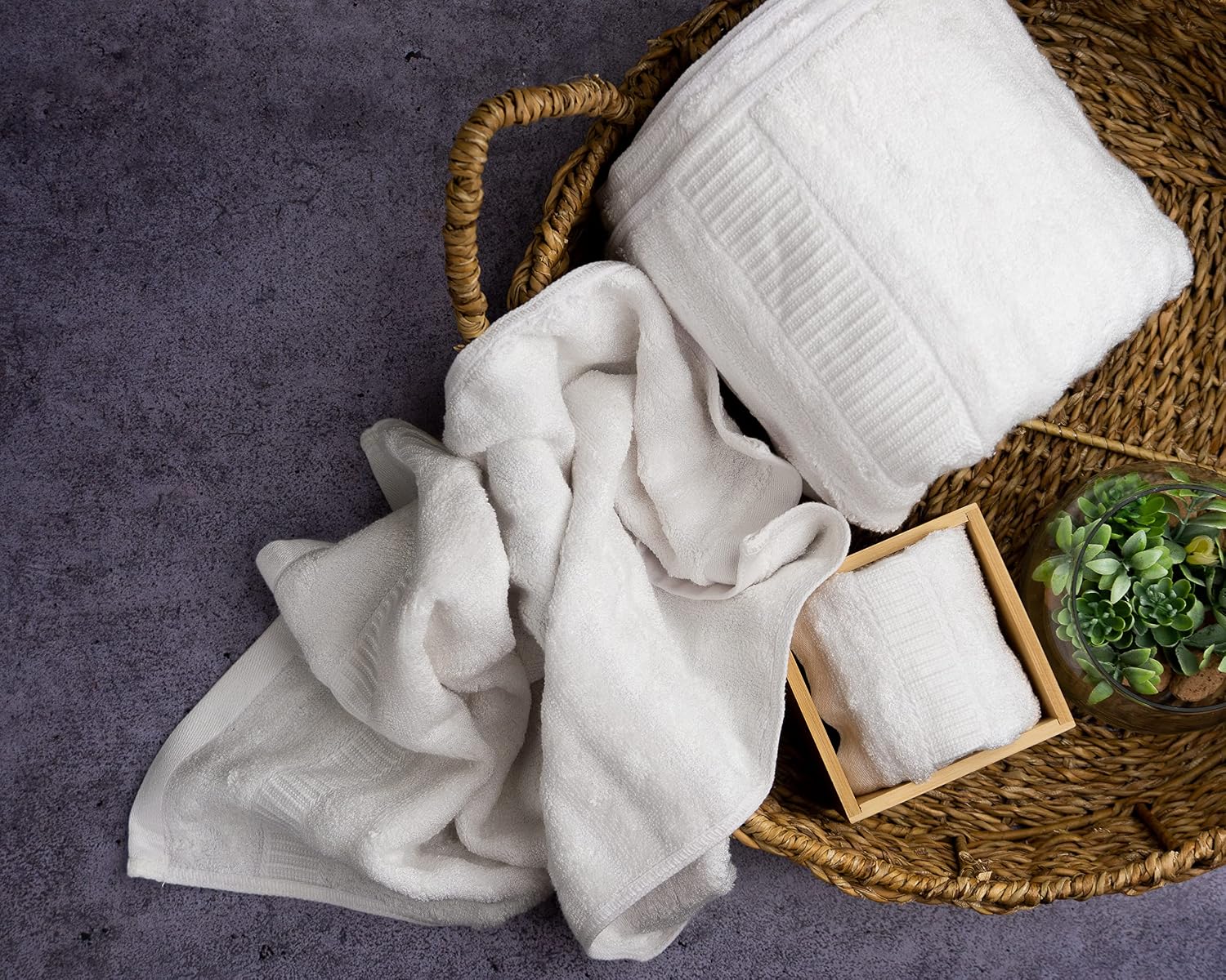 Mush Bamboo Luxurious Bath + Hand & Face Towel 900 Gsm | Ultra Soft, Absorbent & Antimicrobial Towel (White) -3 Piece